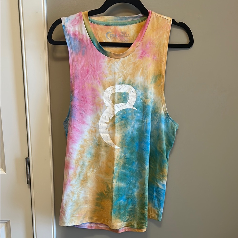 ZYIA Pink and Yellow Sleeveless Muscle Tee Tank Top